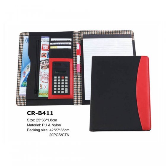 CR-B411 Office Lady colourful Leather & Fabric Portfolio with coordinating leather interior Pockets