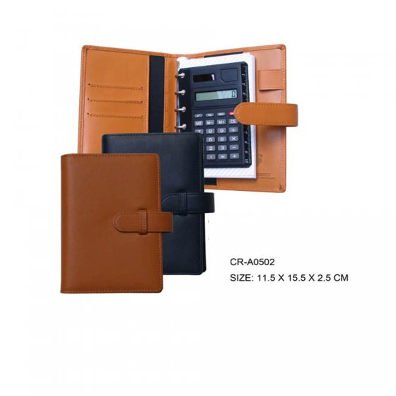 CR-A0502 PU Leather Personal Pocket Organiser Planner Diary Notebook with Calculator