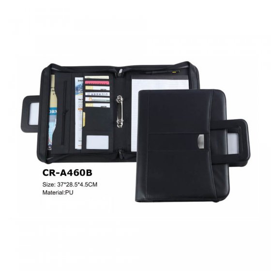 CR-A460B Faux Leather Men's Briefcase Portfolio with Ring Binder Flexible Handles