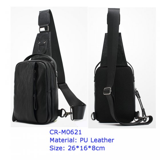 CR-M0621 Men's Leather RFID Blocking Secure Shoulder Messenger Bags Swagger Bag